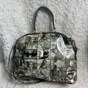 Glossy Magazine Black and White collage large dome Satchel/shoulder bag .
